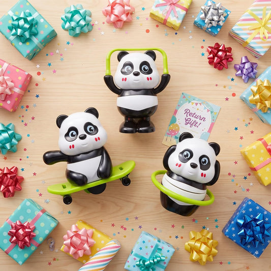 Interactive Wind-Up Panda Figures
