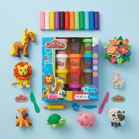 Clay Dough 12 Pcs – Colorful Modeling Dough Creative Art Set