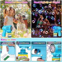 Space Rocket Bubble Gun – LED Light-Up Bubble Blaster Toy