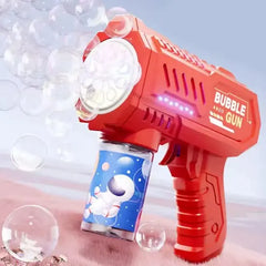 Space Rocket Bubble Gun – LED Light-Up Bubble Blaster Toy