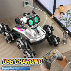 Gesture Control RC Robot Dog – 8-Wheel Stunt, Music, Dancing &amp; Transform Toy